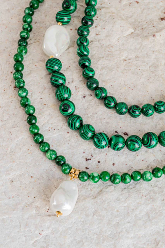 Choker with Green Jade & Baroque Pearl