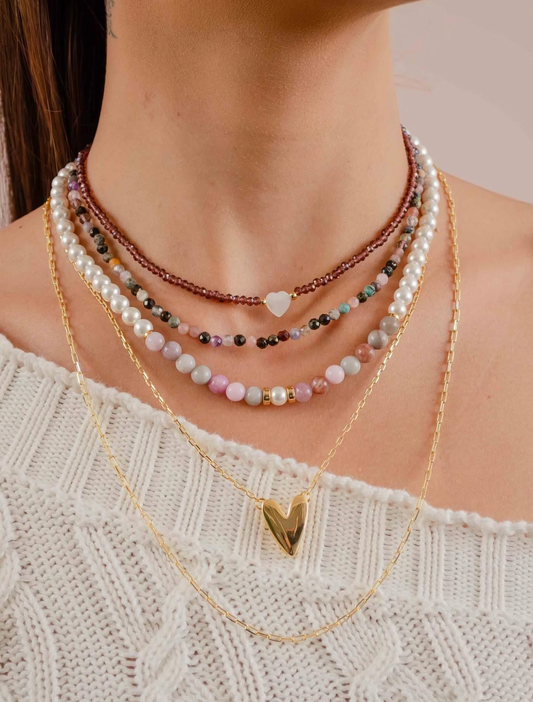 Choker with Shell Pearls & Natural Gemstones