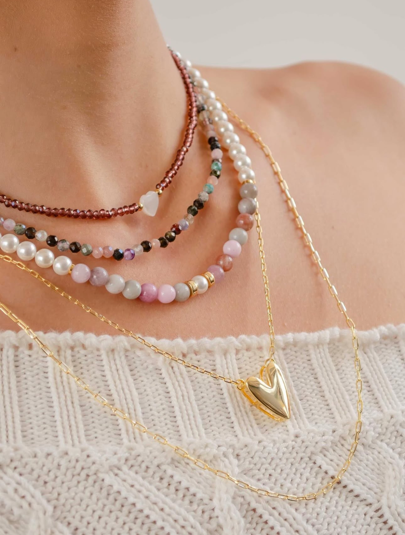 Choker with Shell Pearls & Natural Gemstones