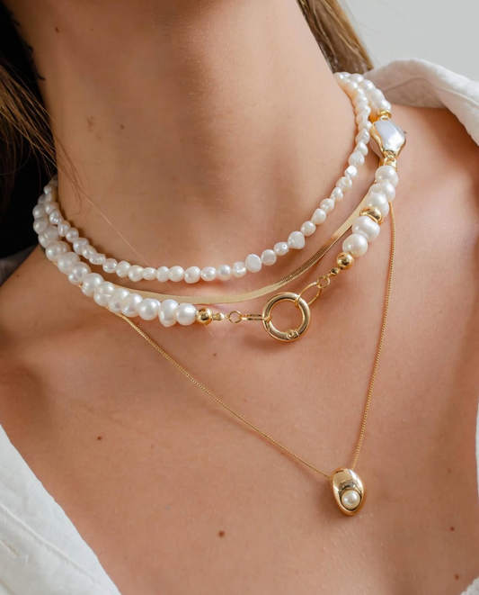 Freshwater & Pearlescent Pearl Necklace