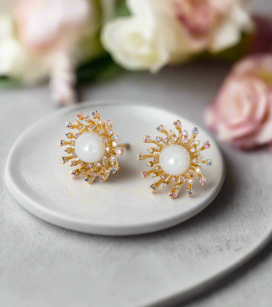 Sunburst Pearl Earrings