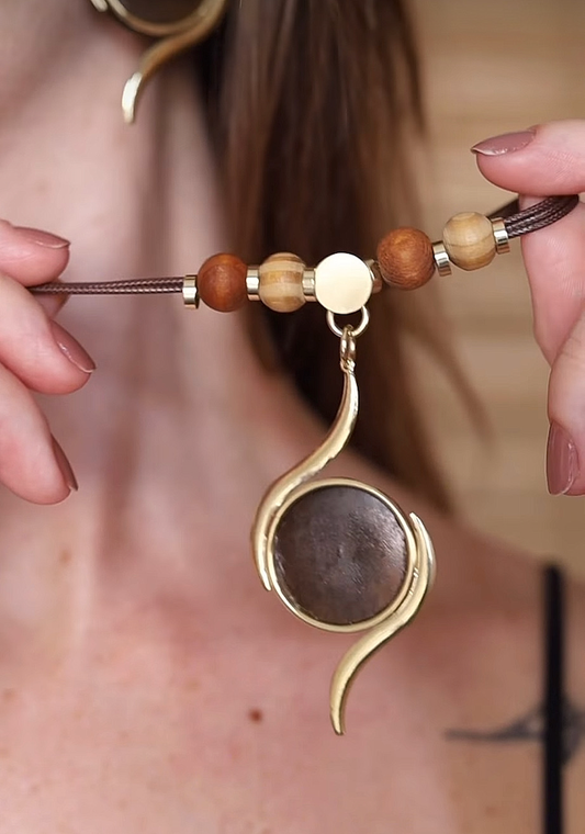 Kaori Silk Cord Wood Necklace