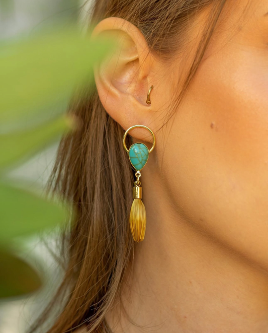 Zafira Golden Grass Earrings