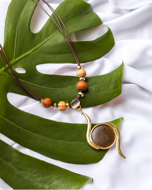 Kaori Silk Cord Wood Necklace