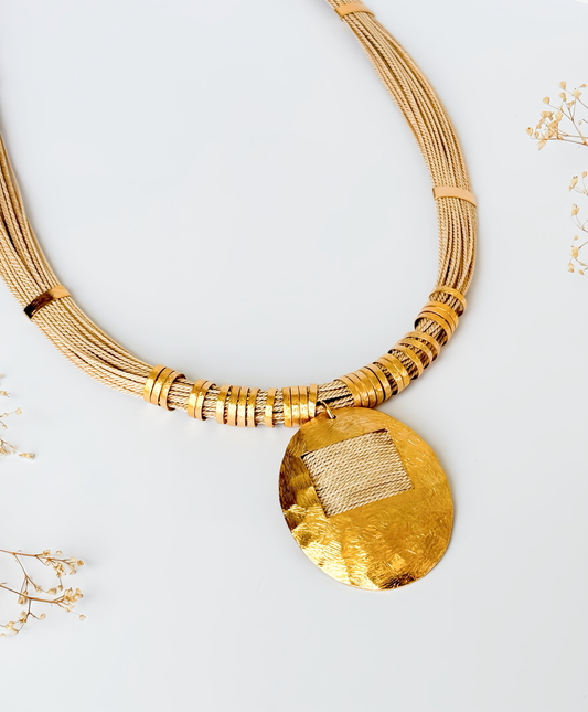 Tara Buriti Fiber Pendant Necklace
