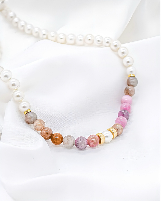 Choker with Shell Pearls & Natural Gemstones