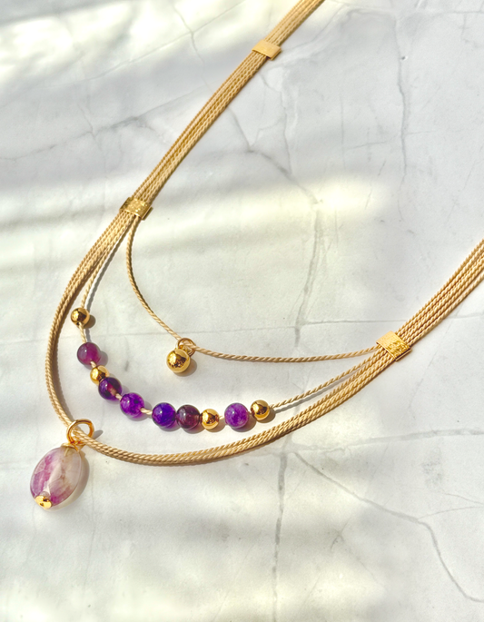Lyra Buriti Fiber Amethyst Necklace