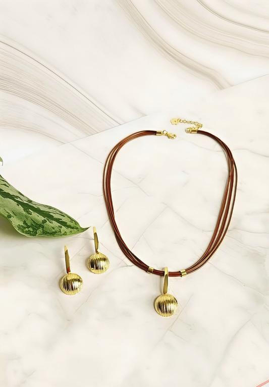 Orbe Silk Cord Necklace and Earrings