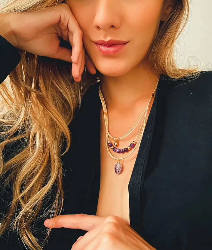Lyra Buriti Fiber Amethyst Necklace