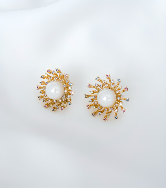 Sunburst Pearl Earrings