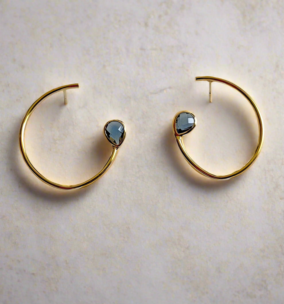 Era Open Hoop Smoky Quartz Earrings