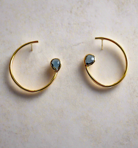 Era Open Hoop Smoky Quartz Earrings