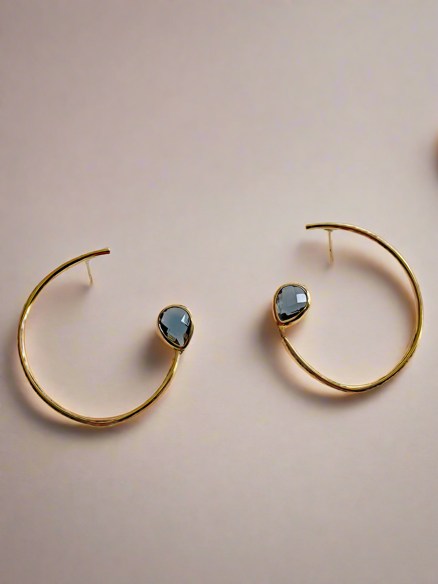 Era Open Hoop Smoky Quartz Earrings