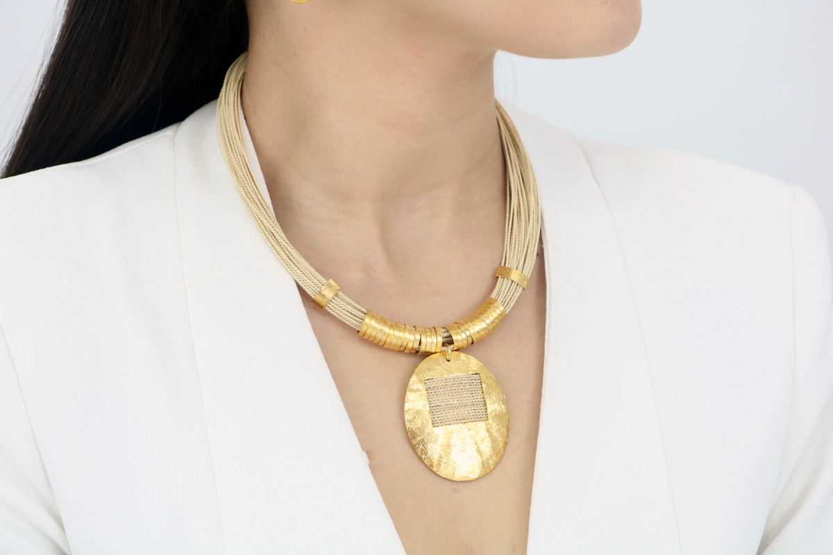 Tara Buriti Fiber Pendant Necklace