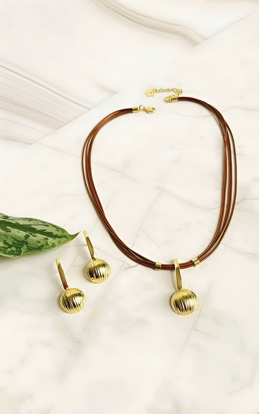Orbe Silk Cord Necklace and Earrings