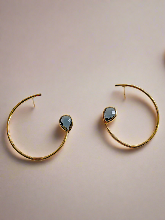 Era Open Hoop Smoky Quartz Earrings